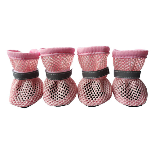 Cross-border pet grid breathable reflective dog shoes anti-slip wear-resistant sole for Bichon Frise Corgi small and medium dogs mesh shoes