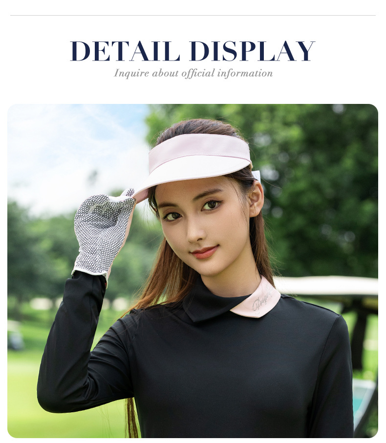 Áo lớp lót golf nữ tay dài cổ phối màu, thoáng khí thấm mồ hôi — Tay áo dài màu xanh nhạt [thoáng khí và thấm mồ hôi/dây kéo sau/cổ áo chặn màu bất đối xứng] YF841 chi tiết 4
