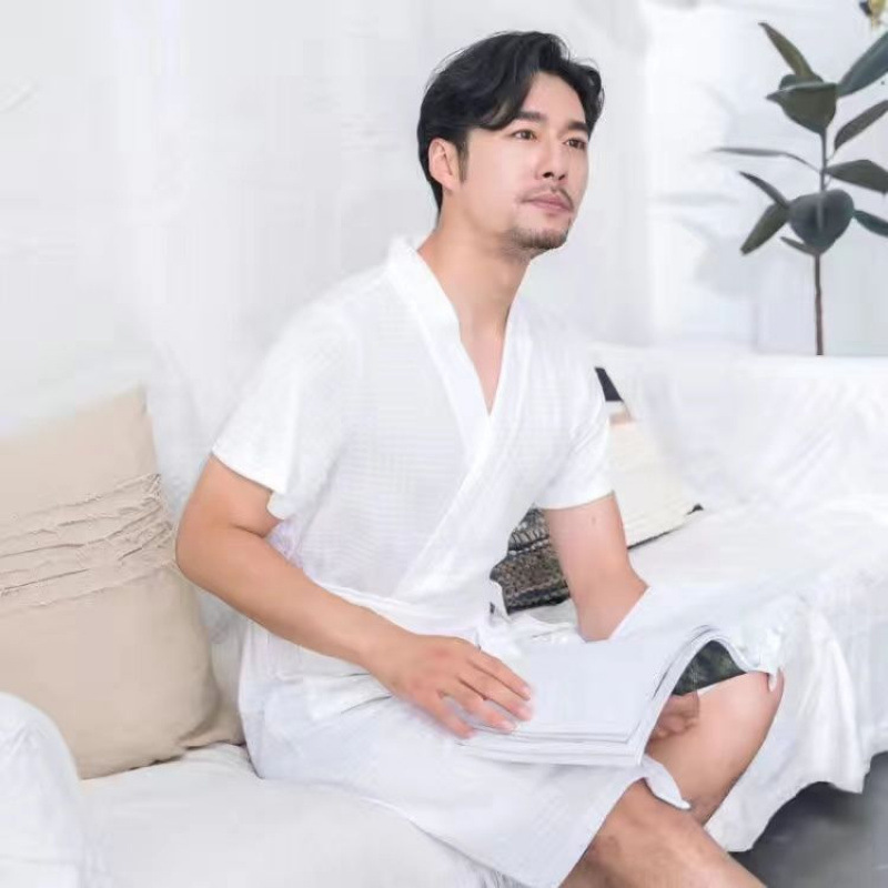 縁億春秋薄着ゆったり男女浴衣ホテル美容院バスローブ春夏朝着カップルパジャマ|undefined