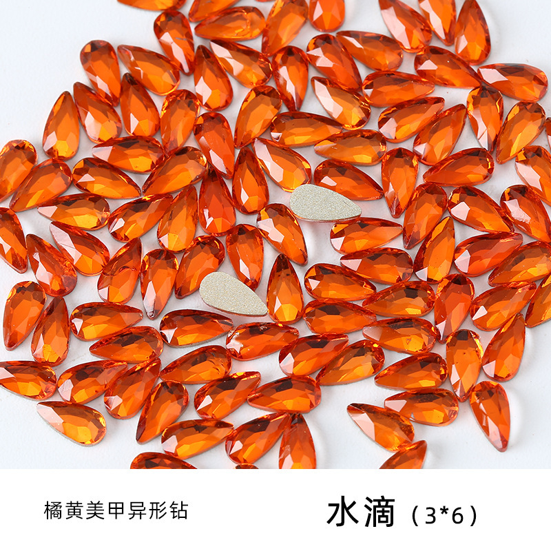 オレンジ色の異形ドリルの美甲ドリルのアクセサリーの卸売りは浦江工場の水ドリルの愛の水滴の馬の目のガラスのドリルを混ぜます。|undefined