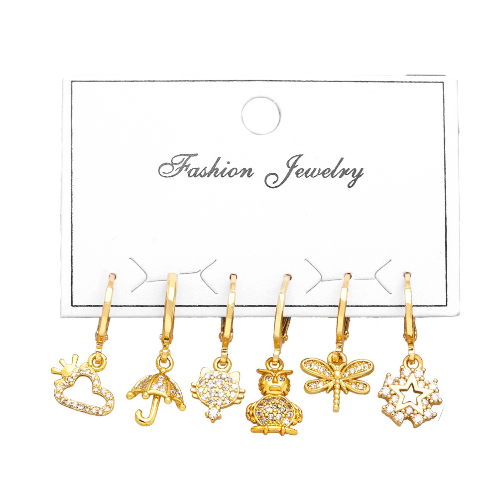 Fashion Clouds Cat Copper Drop Earrings Plating Zircon Copper Earrings display picture 3