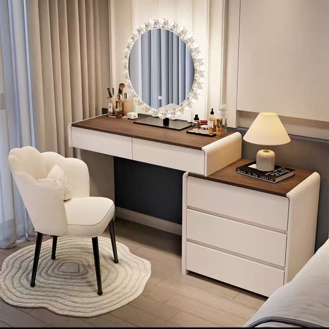 Solid Wood Dressing Table, Light Luxury Bedroom Style Dressing Table, Simple Modern Makeup Table, Chest of Drawers Integrated Storage Cabinet Factory