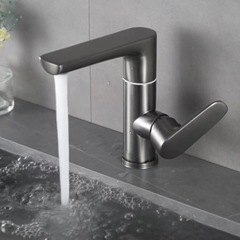 Factory wholesale 304 stainless steel basin hot and cold faucet bathroom bathroom counter basin 360 rotating water outlet