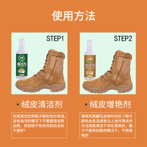 Suede leather cleaner, suede leather shoe cleaning and care agent, frosted shoe care agent, household shoe color care and cleaning agent