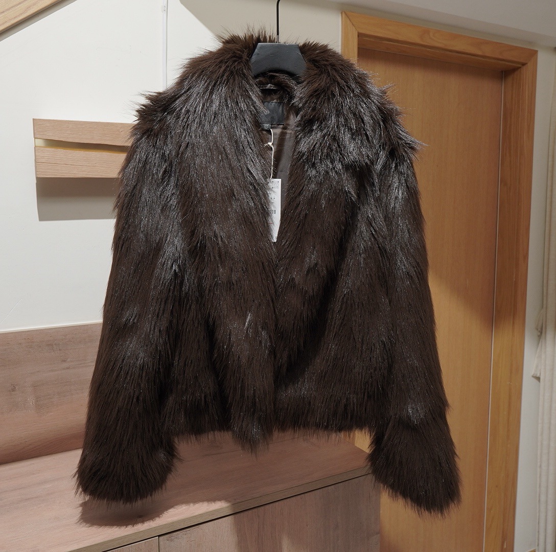 Original European and American Clothing Wholesale Artificial Fur Short Brown Imitation Fur Jacket 8490/732