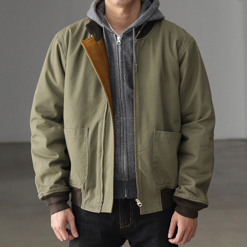 Ami Khaki Bomber Jacket Men's Carhartt Work Jacket Thickeneded American Retro Casual Baseball Uniform for Men