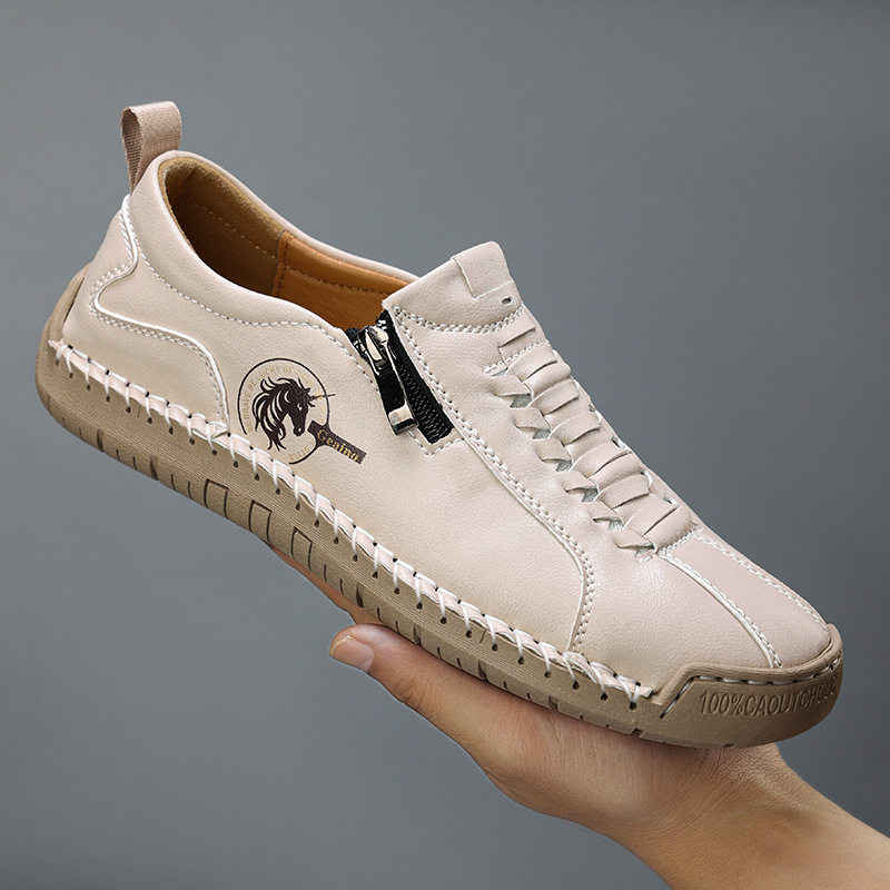 Giày lười nữ mũi tròn đế bằng may tay phối da — 9017 màu nâu, 9017 màu trắng, 9017 màu đen, 9017 xanh da trời chi tiết 10