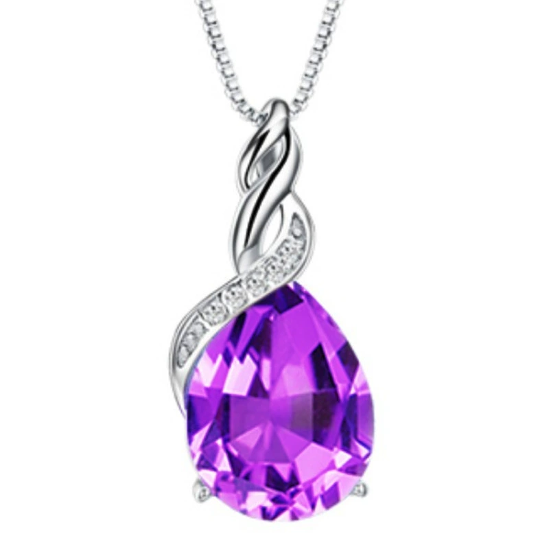 Elegant organic synthesized crystal pendant with amethyst, chain for key bag , with gem