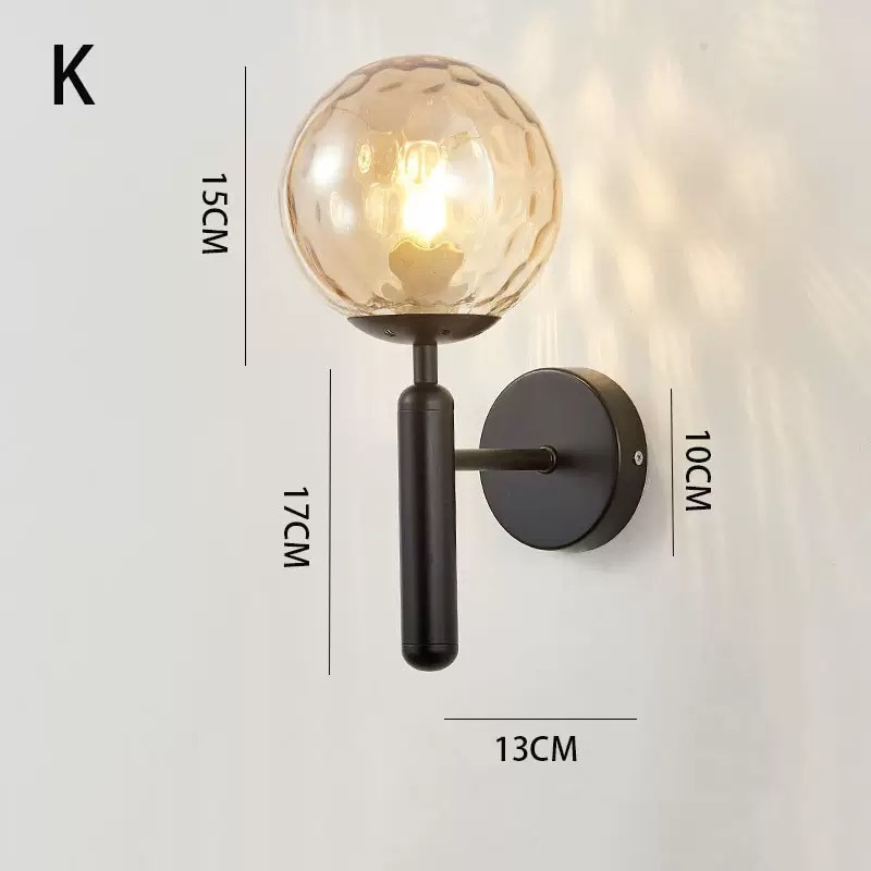 Lámpara de Pared Interior para Pasillo de Aluminio y Vidrio con Interruptor de Perilla para Dormitorio y Balcón