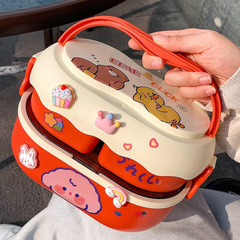 Cute Lunch Box for Office Workers, Microwave-Heatable Bento Box, Kids' & Students' Lunch Containers, Girls' Portable Food Prep Boxes