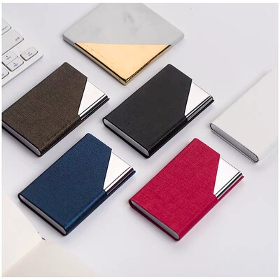 厂家直供便携式实用金属名片夹商务时尚名片盒韩版名片包定制LOGO|ms