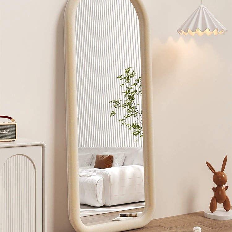 Зеркало в полный рост, модное напольное зеркало, кремовое зеркало в стиле ins, домашнее зеркало во французском стиле для спальни девочек, зеркало неправильной формы.