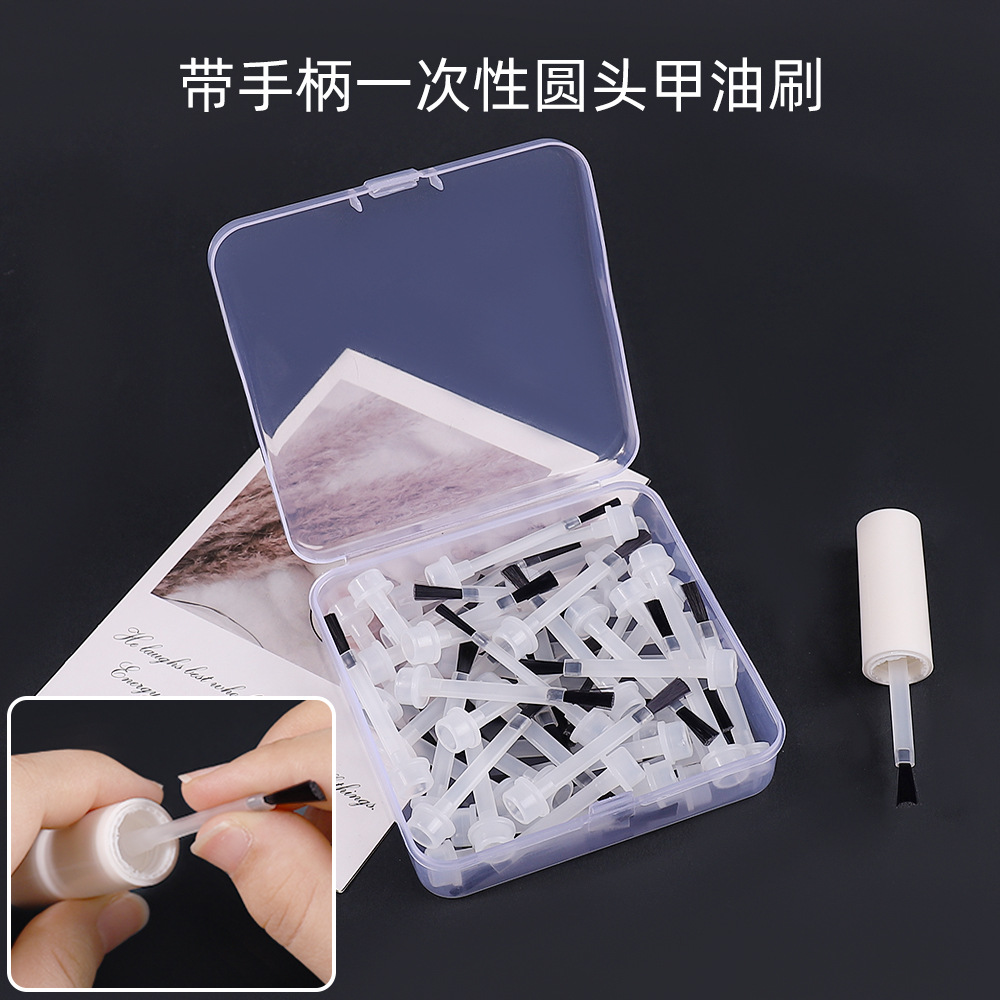Nueva manicura con mango desechable cabeza plana cepillo de aceite de uñas desmontaje conveniente manicura herramienta desechable especial traje