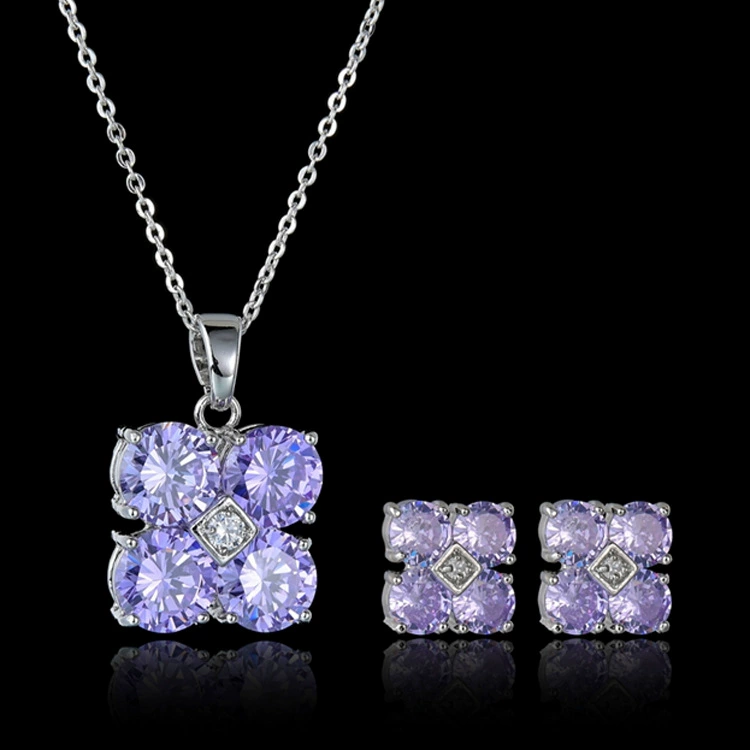 Zirconium, stone inlay, earrings, set, necklace, chain, simple and elegant design, for import, wholesale