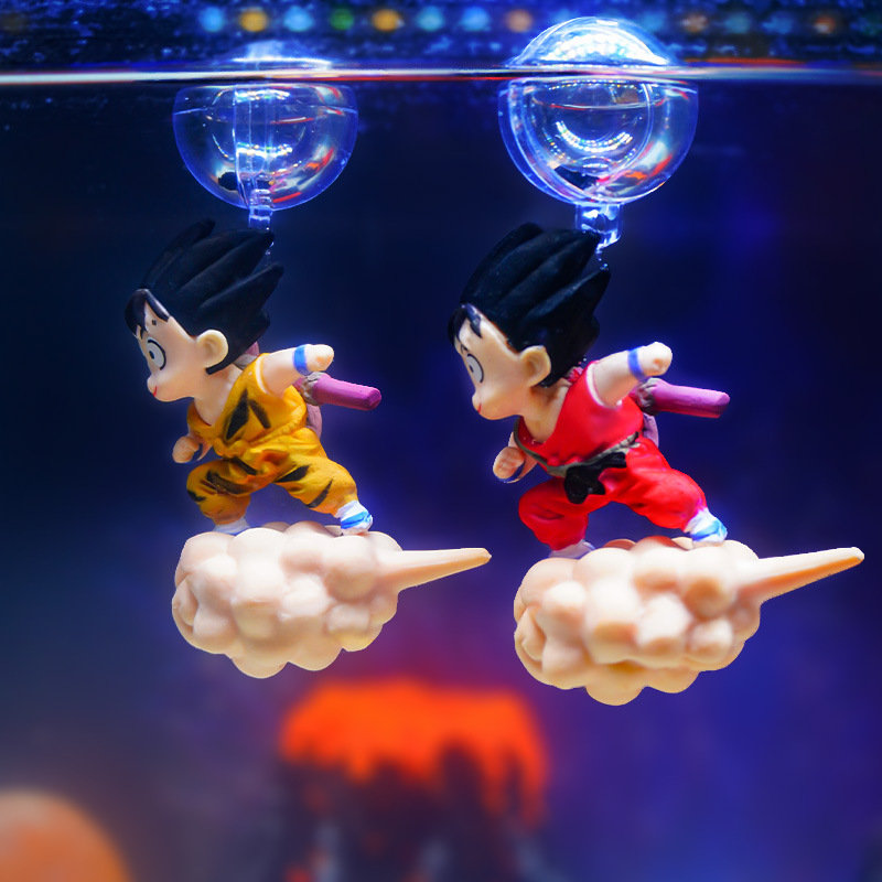 Wukong micro paisaje pequeño cilindro paisaje azul gordo dibujos animados Diver flotante Tanque de peces decoración de paisaje anime Dragon Ball