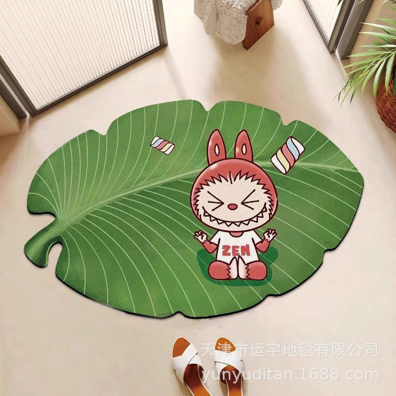 荷叶Labubu浴室强吸水地垫卫生间防滑速干脚垫门垫厂家可贴标代发|undefined