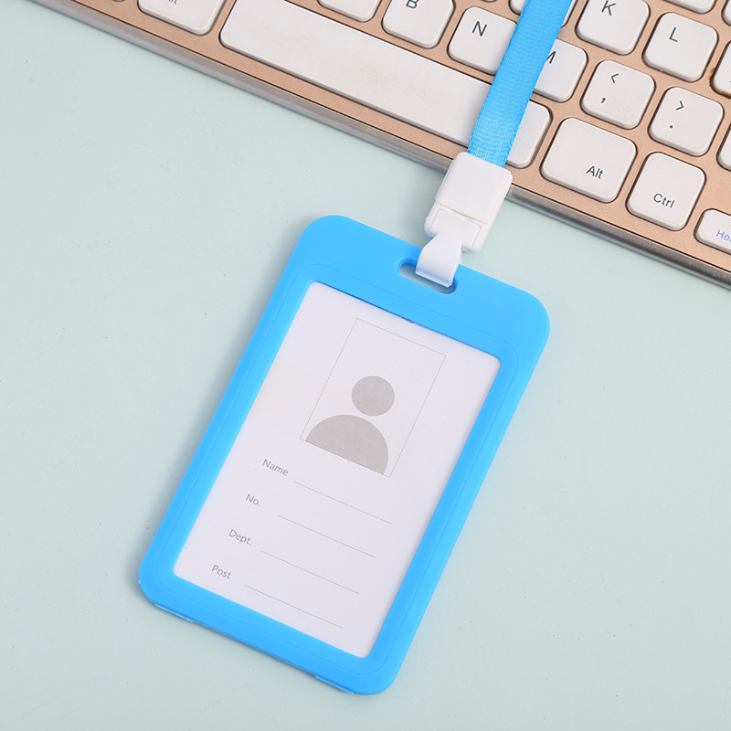 Funda protectora para tarjeta de identificación, porta tarjetas de autobús transparente de doble cara, porta tarjetas de identificación laboral, porta tarjetas de identificación de estudiante, cordón para tarjeta de identificación de exposición