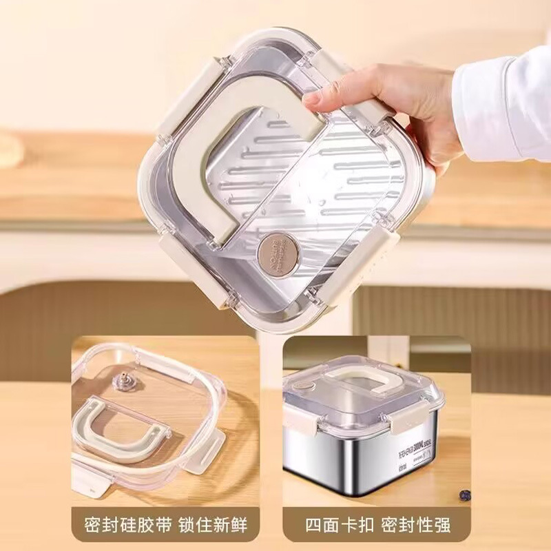Portable 316 stainless steel fresh-keeping box Food grade refrigerator sealed special fruit bento with lid picnic lunch box