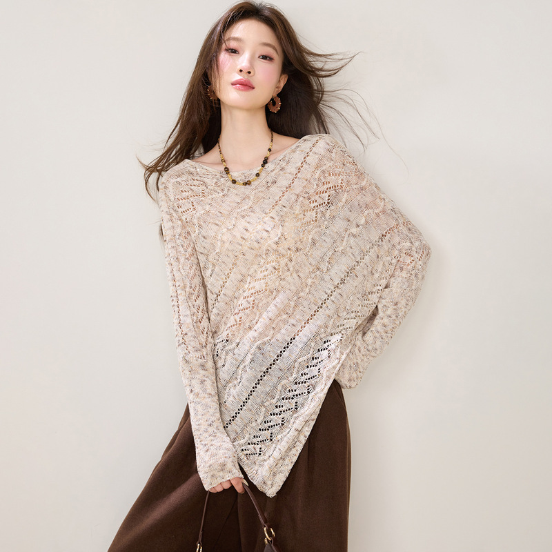 Autumn Outfit: Casual Style One-Shoulder Hollow Out Sequin Knit Sweater for Women, Asymmetrical Sweater with a High-End Elegant Look Autumn Outfit: Casual Style One-Shoulder Hollow Out Sequin Knit Sweater for Women, Asymmetrical Sweater with a High-End Elegant Look