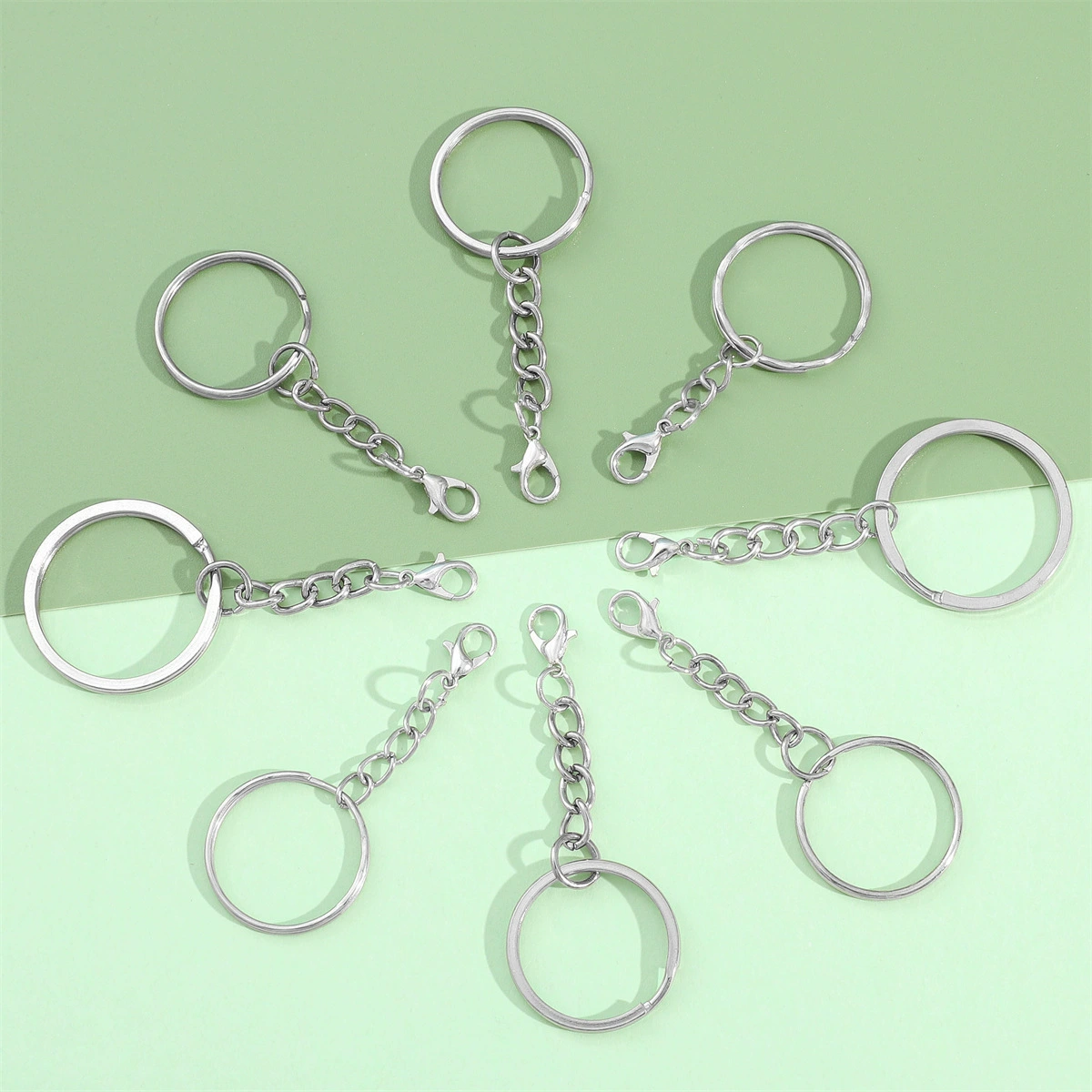 25 брелоков с цепочкой и застежкой-карабином, плоские круглые подвески для самостоятельного изготовления брелоков, брелоки в корейском стиле