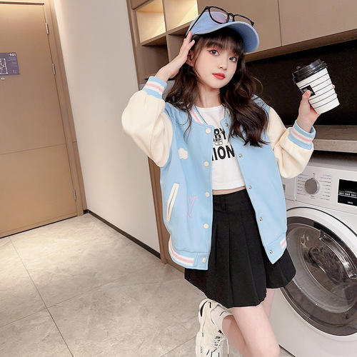 Girls' Baseball Uniforms Autumn Clothing  New Autumn Korean Style Cartoon Jackets Girls Children's Clothing Girls Jackets