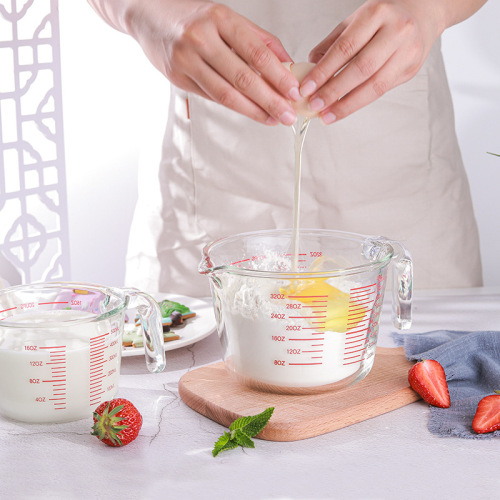 Thickened glass measuring cup kitchen baking flour household breakfast milk cup with scale high temperature resistance large capacity