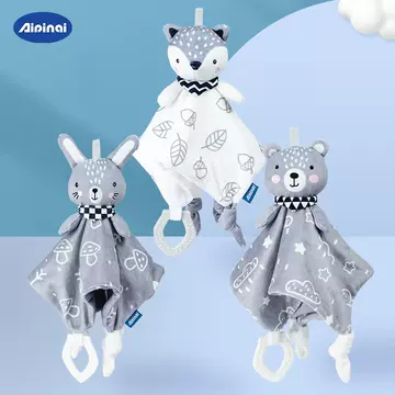 Nordic style baby animal comfort towel baby can be imported Fox doll newborn with tooth glue plush toy