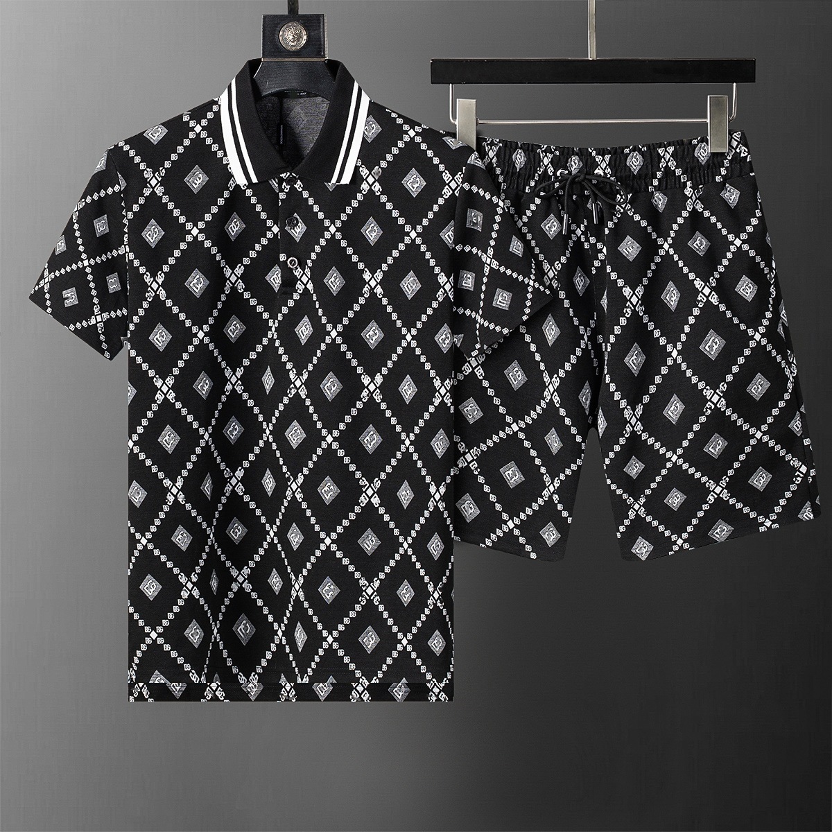 Cross-border versión correcta polo manga corta set de collar de verano clásico toalla de hombre bordado casual Europa y América explosión