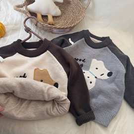 儿童毛衣2025新款冬季男童洋气卡通加厚针织衫中小童保暖可爱上衣