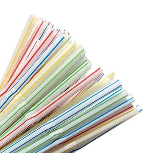Factory direct sales wholesale disposable food grade beverage soy milk plastic straws color strips and elbows 100 pieces