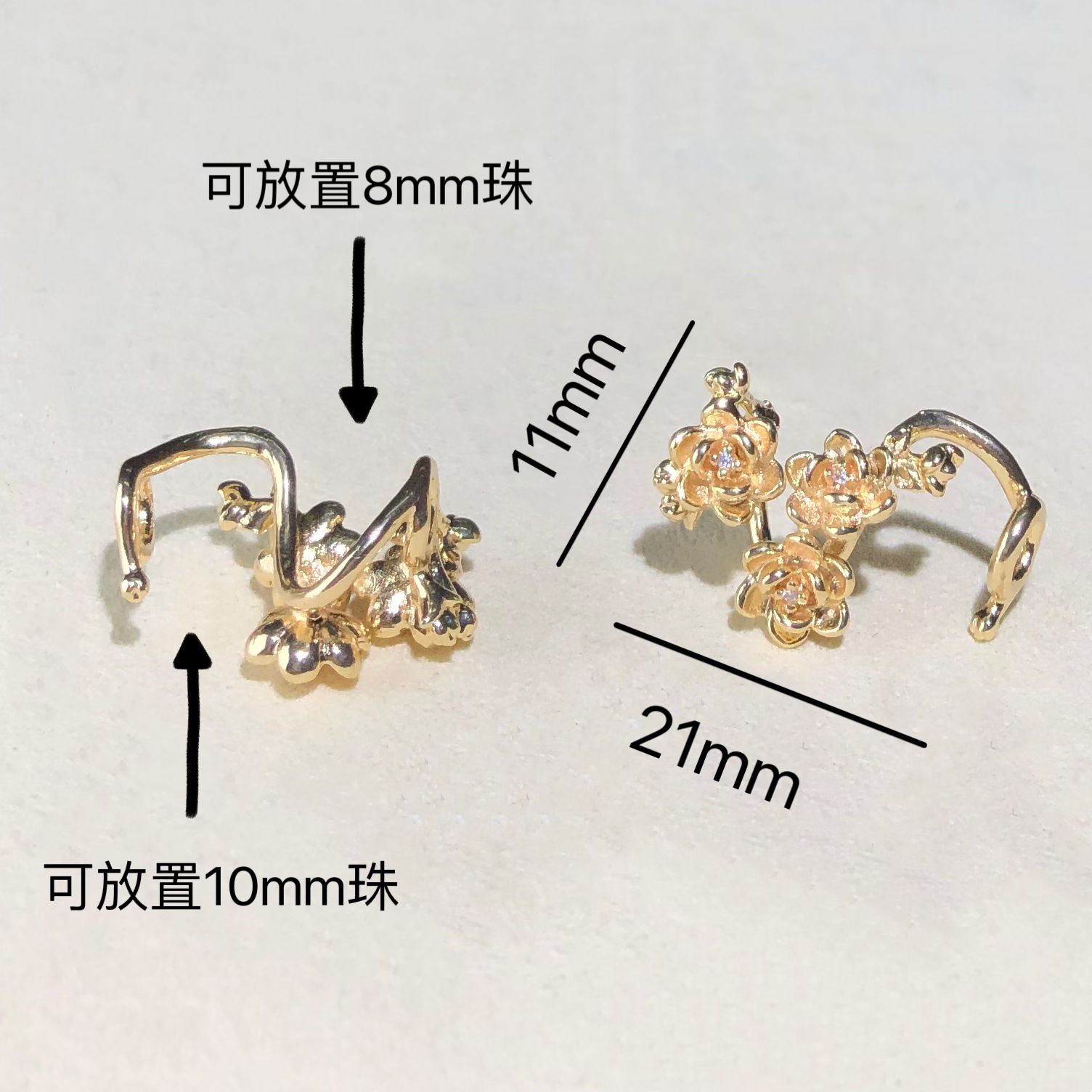 14K Gold-Filled Color-Preserving Crystal DIY Accessories Flower-Shaped Running Ring Spacer Bead Ring Bracelet Necklace Handmade Material Accessories