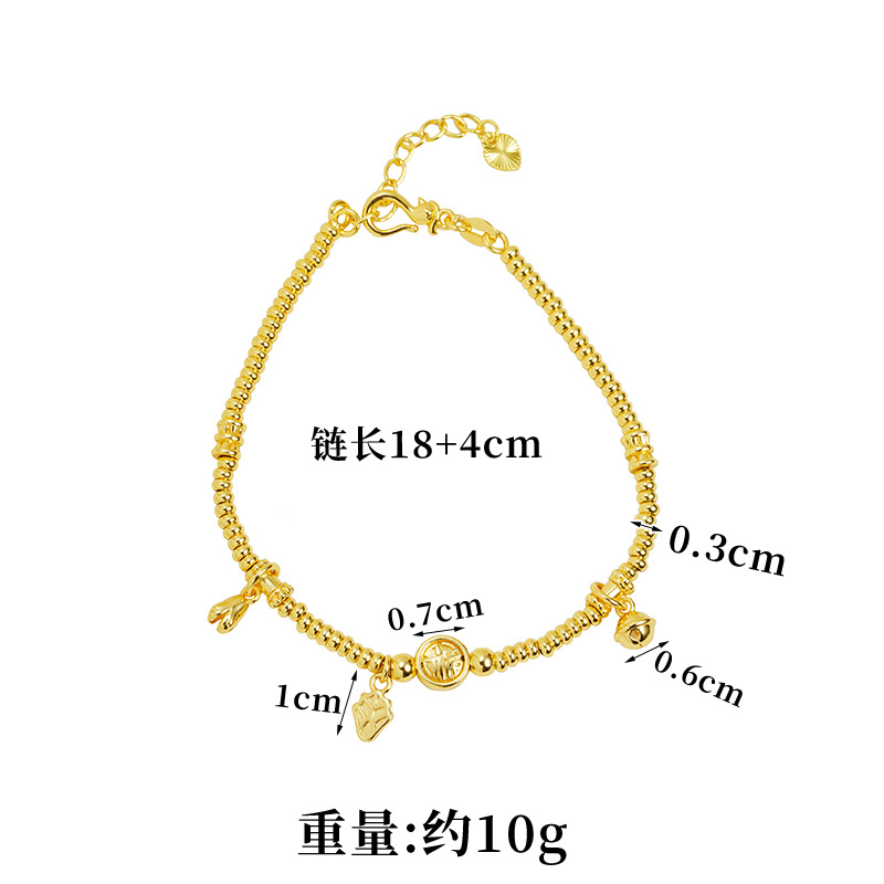 Nuevo estilo chino de oro de arena vietnamita estilo de corte de estilo nacional de estilo Fu Zhong Zhong pulsera femenina alta joyería al por mayor