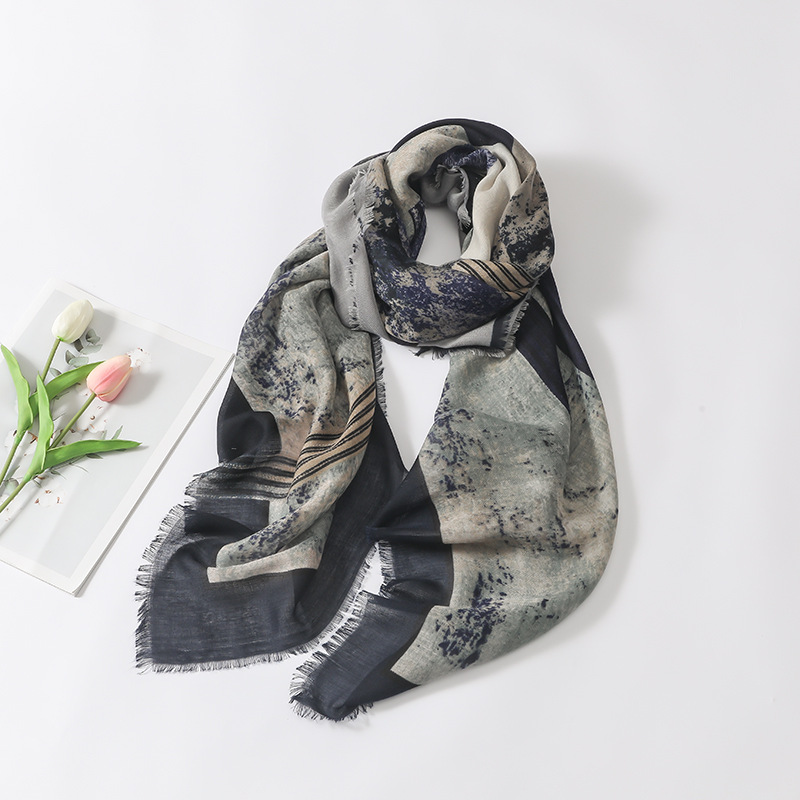 Estilo coreano impreso teñido de algodón y lino sensación de la mano bufanda cuadrada grande chal decorativo exterior 135*135 viajes protector solar Toalla de playa