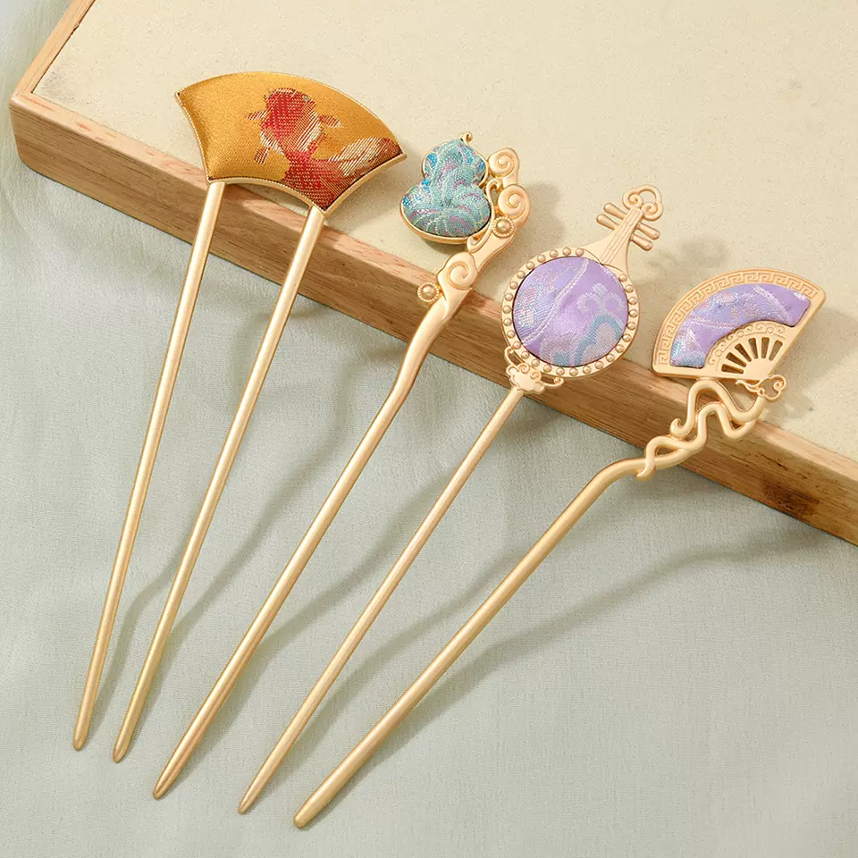 宋锦发簪发钗簪子新中式古风汉服发饰送闺蜜礼物非遗手工制作