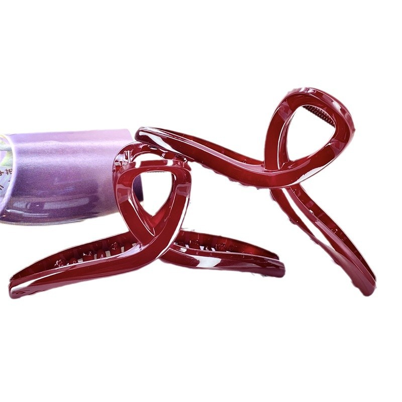 Horquilla roja de año nuevo, clip de agarre de sentido avanzado, cabeza femenina, clip de tiburón, tocado, joyería para el cabello al por mayor 2 yuanes