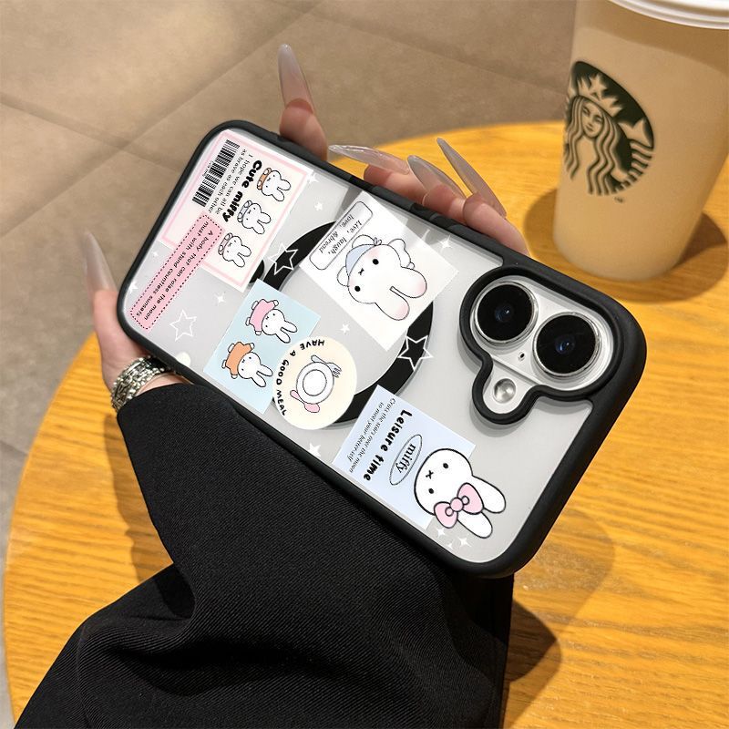 Cute Bunny Suitable for Apple 17Pro Black Frame 15 16 Magnetic 13Promax Acrylic Cute Bunny Suitable for Apple 17Pro Black Frame 15 16 Magnetic 13Promax Acrylic