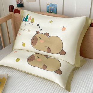 ▽ Tencel Pillowcase Pair Kapibala Kidsren's Ice Silk 30X50 Summer Silk 48X74Cm Single Pillow