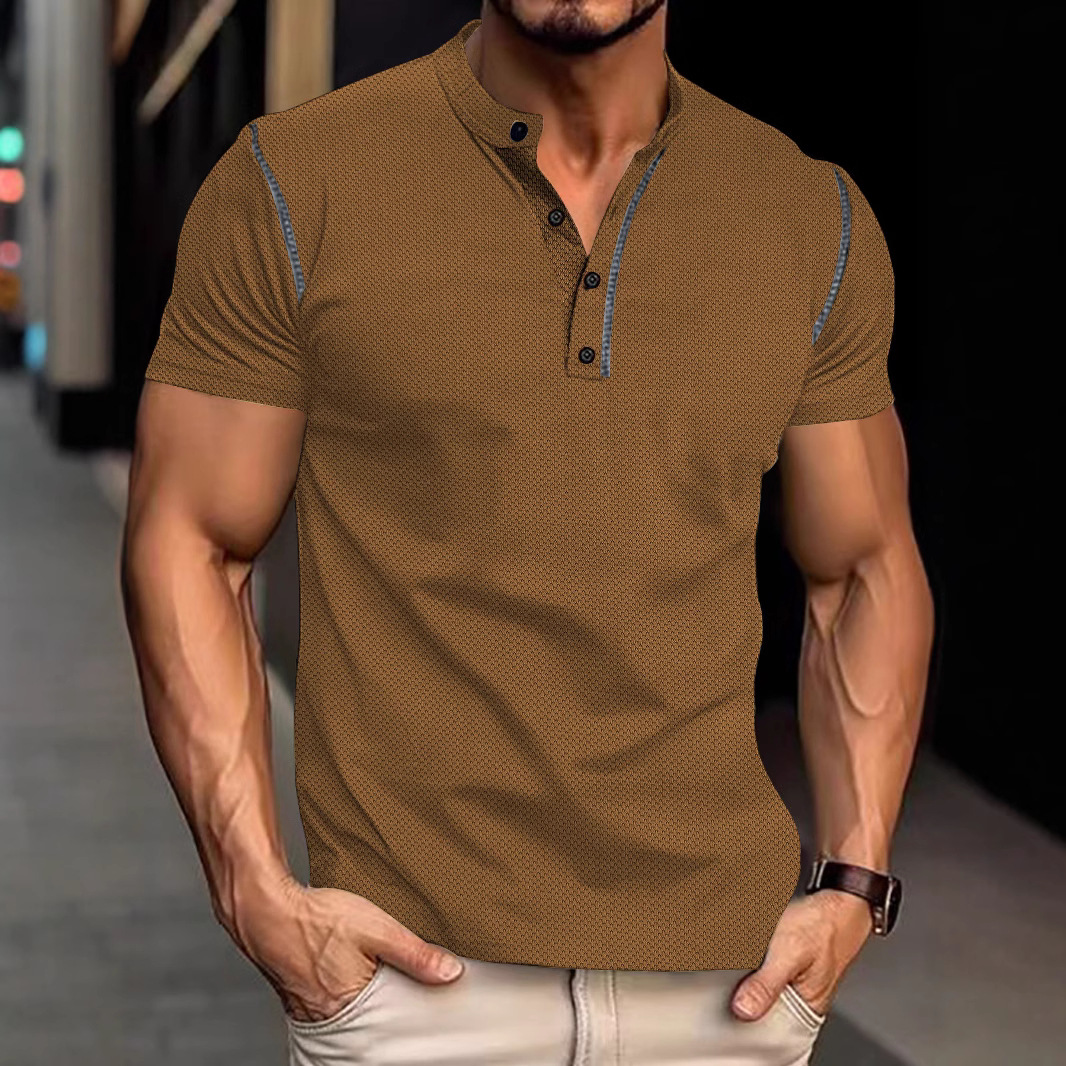 Europa y Estados Unidos transfronterizos ropa de hombre de verano retro colores casuales botones sueltos cornisa de piña camisa polo de hombre de manga corta