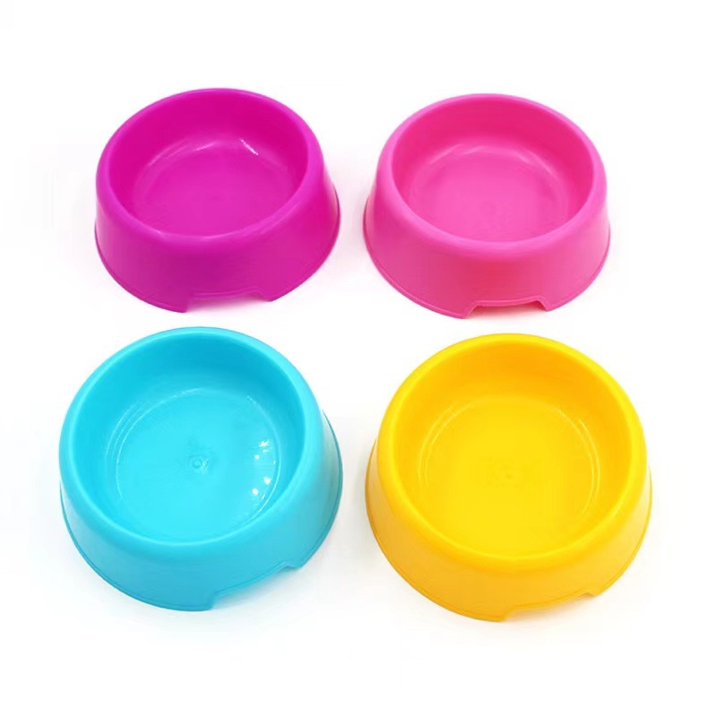 Mascota perro tazón gato tazón simple económico plástico caramelo color perro tazón redondo solo tazón mascota vajilla al por mayor