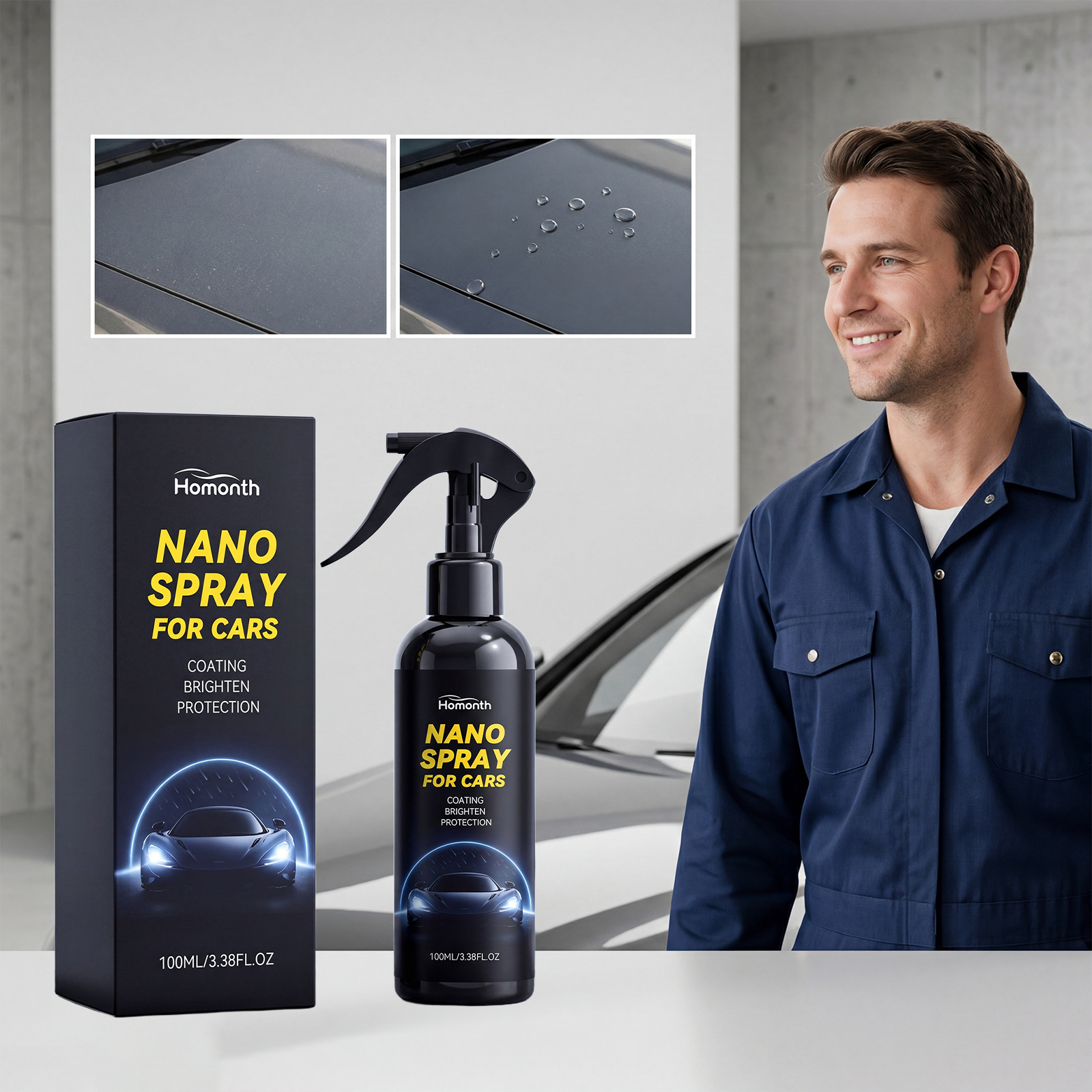 HOMONTH 汽车纳米喷雾 日常清洁汽车漆面涂层护理增亮便捷喷雾