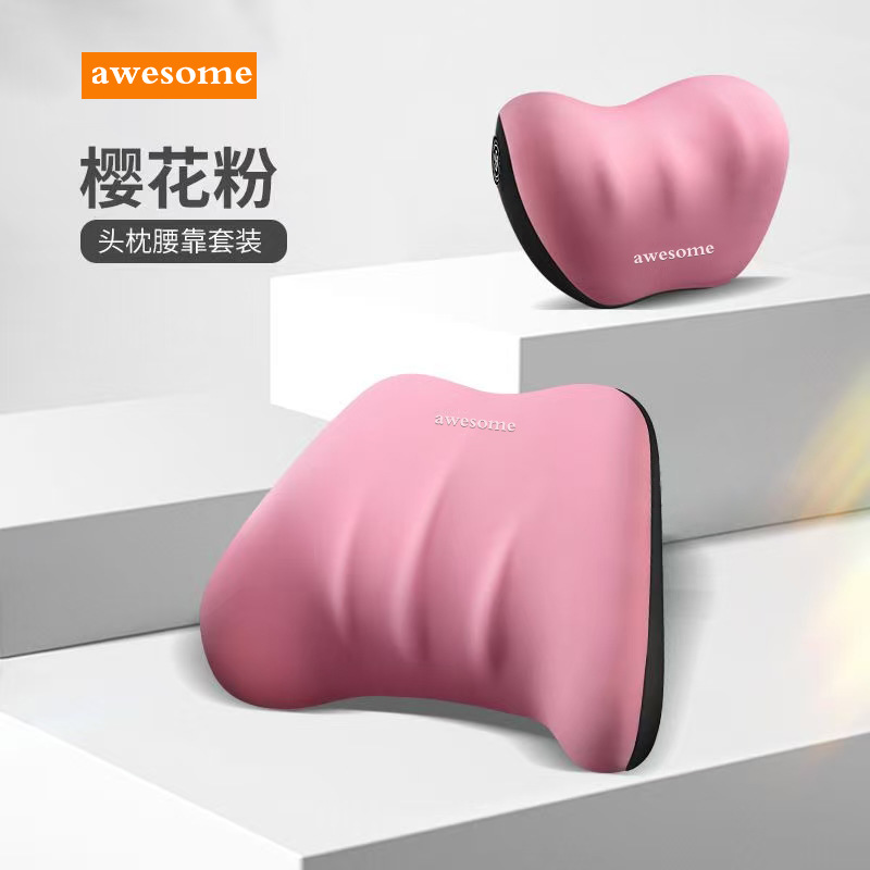 Car Headrest Lumbar Pillow Cushion Car Driving Backrest Car Waist Support Lumbar Neck Pillow Waist Support Pillow