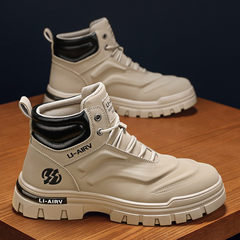 Otoño e invierno nuevo estilo cuero moda retro trabajo al aire libre ocio botas altas marea diaria deportes botas Martin botas de hombre