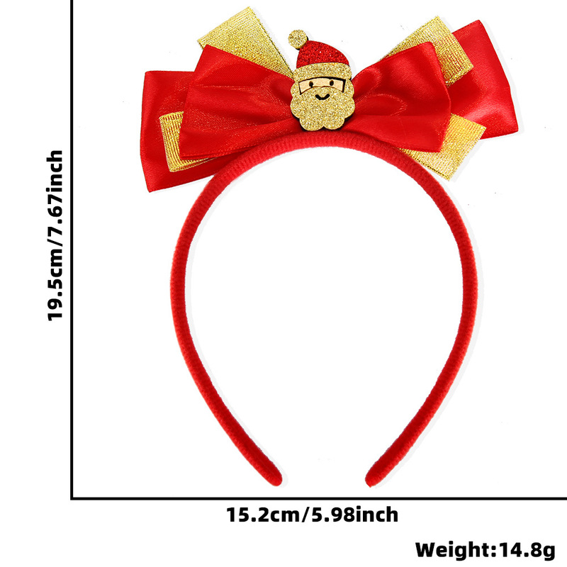 国境を越えたクリスマス装飾カチューシャクリスマスパーティーヘラジカ鈴サンタクロースカチューシャ赤緑蝶結び頭飾り|undefined