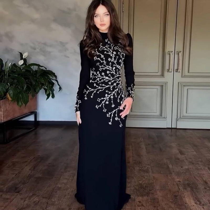 European and American New Style Heavy-Duty Rhinestone Long-Sleeve Bandage Dress, Socialite Elegant Slim Evening Gown for Banquet Party European and American New Style Heavy-Duty Rhinestone Long-Sleeve Bandage Dress, Socialite Elegant Slim Evening Gown for Banquet Party