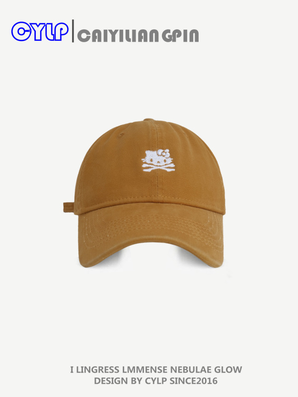 大头围帽子女韩版时尚卡通猫咪刺绣软顶棒球帽显脸小百搭鸭舌帽男|undefined