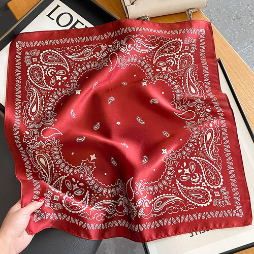Korean fashionable cashew fashion temperament small square scarf women's silk decorative scarf versatile scarf shawl mulberry silk