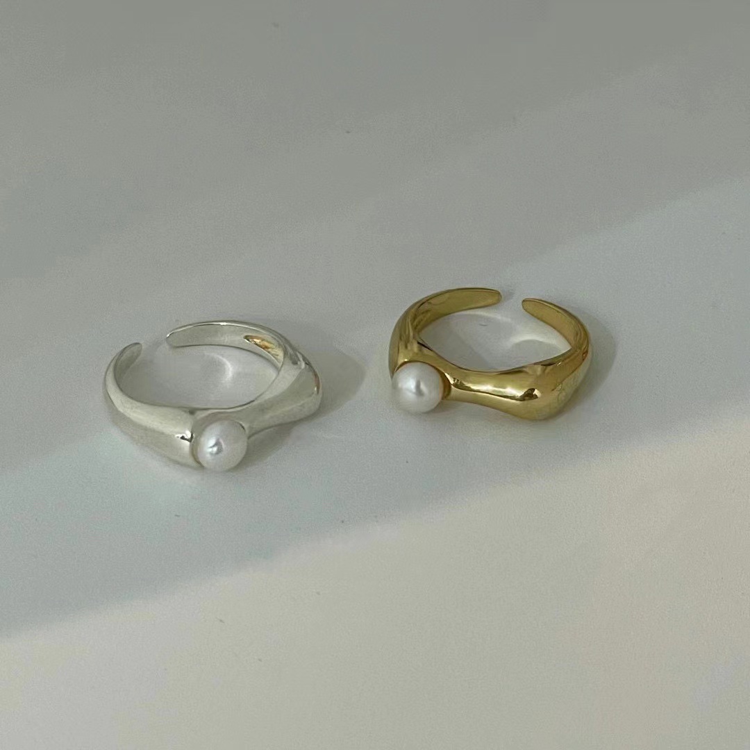 Fashion Geometric Sterling Silver Plating Pearl Open Ring