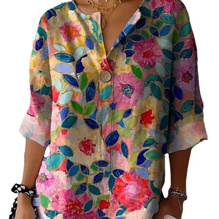 2026 nuevo spot de comercio exterior transfronterizo Europa y Estados Unidos estación independiente de ropa de mujer primavera y otoño botones de explosión de cuello en V camiseta de camiseta casual image 6