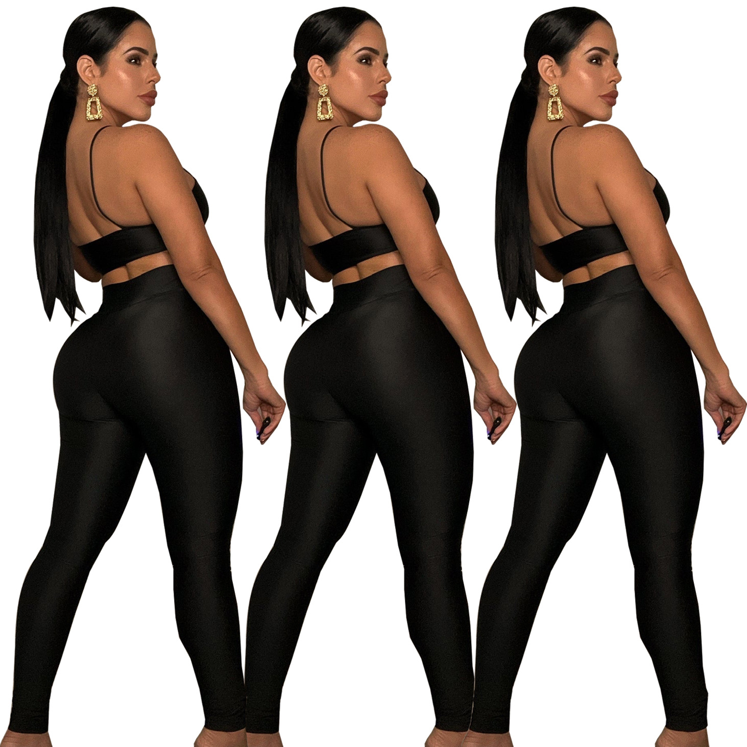 Women's Sexy Solid Color Polyester Backless Pants Sets display picture 3