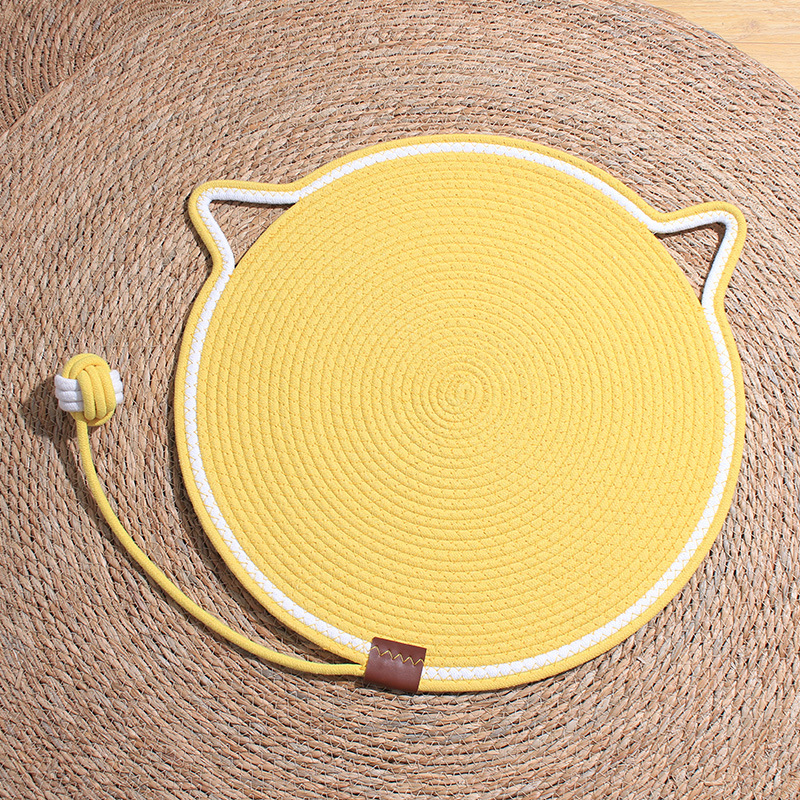 Cable de algodón para mascotas confortable para jugar y dormir en una sola estera de agarre para gatos resistente al desgaste, estera de algodón trenzado resistente al desgaste